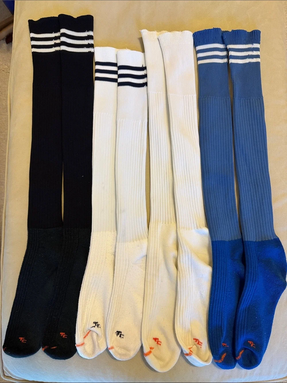Unisex Soccer Knee-High Socks - Black, White & Blue